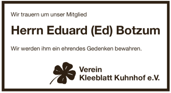 Traueranzeige von Eduard Botzum von Pegnitz-Zeitung